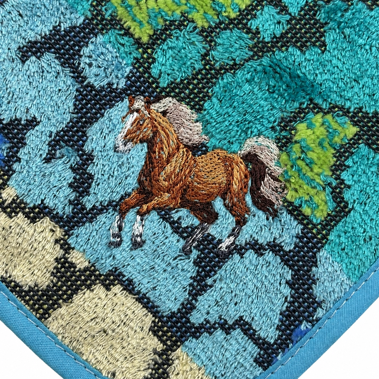 馬刺繍ハンカチ ペトロストライプ
