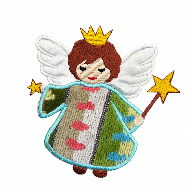 アップリケフェイスタオル天使 クレスト ブルー