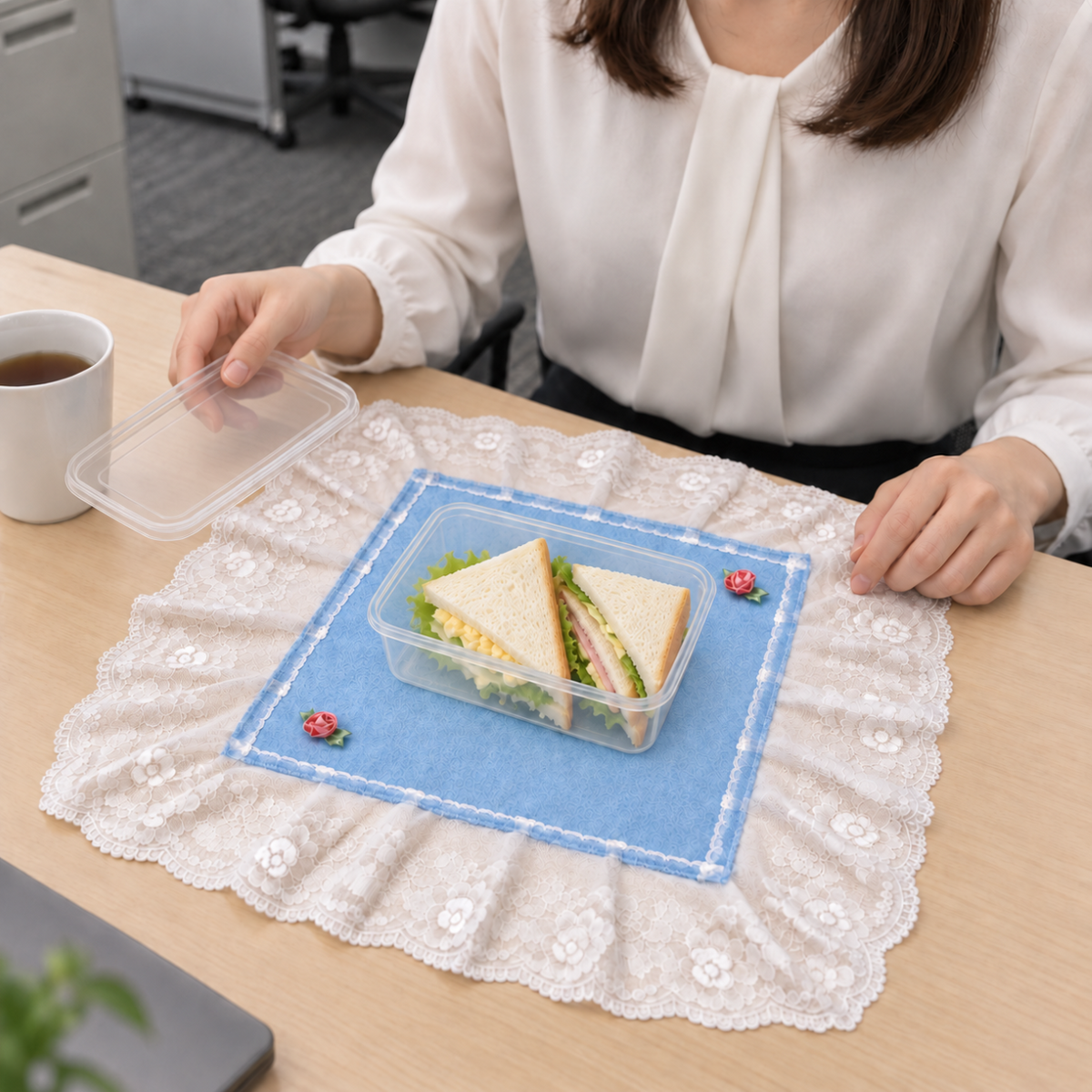 レース付きウォッシュタオル