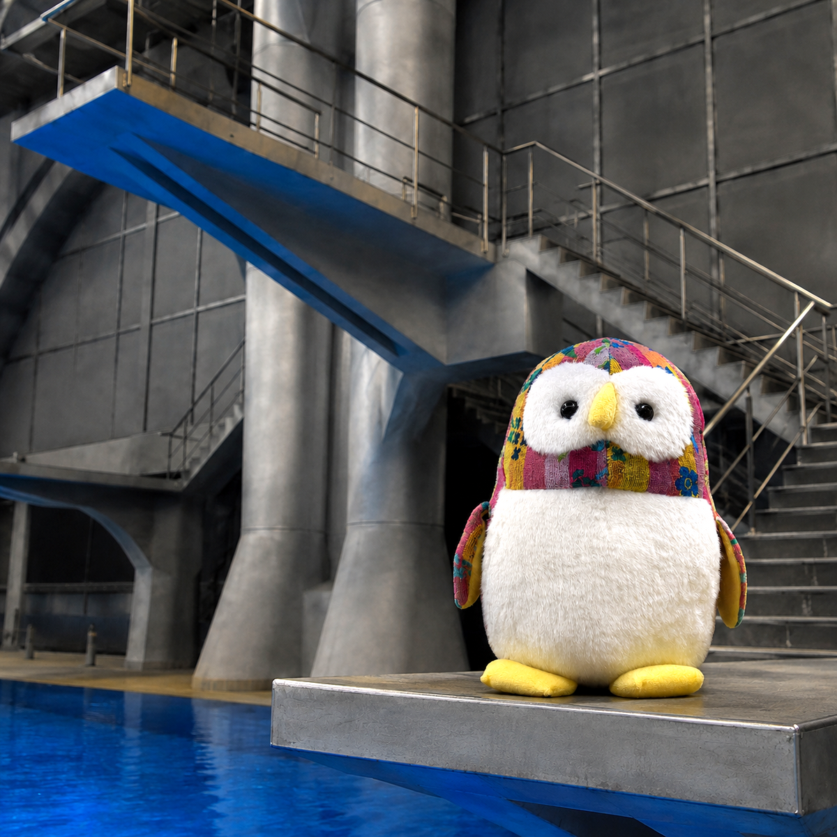 ペンギンフクロウ大   フラワーフィールド ピンク