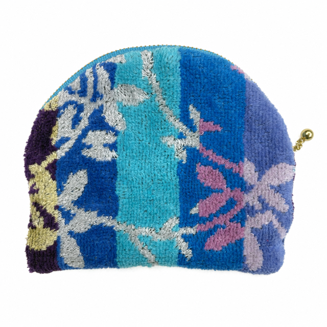 刺繍無しバラポーチ   グレープ ブルー