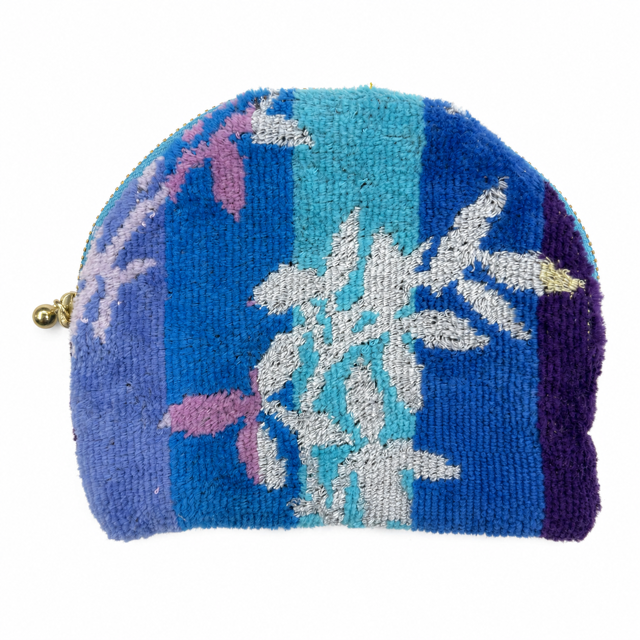 刺繍無しバラポーチ   グレープ ブルー
