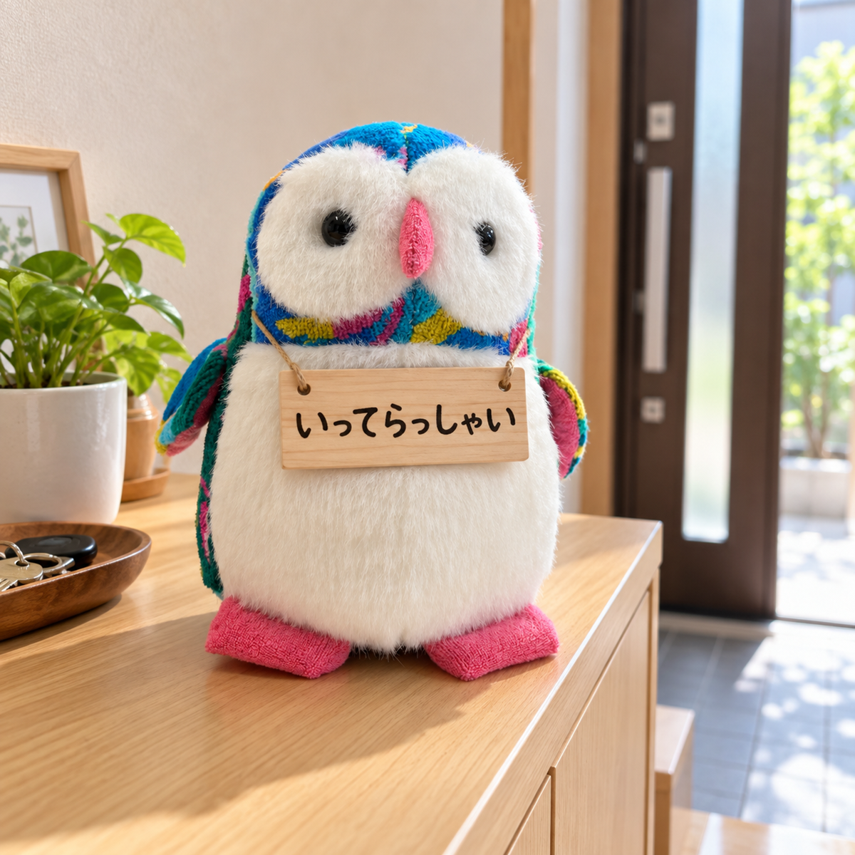 ペンギンふくろう小  フラワーフィールドブルー