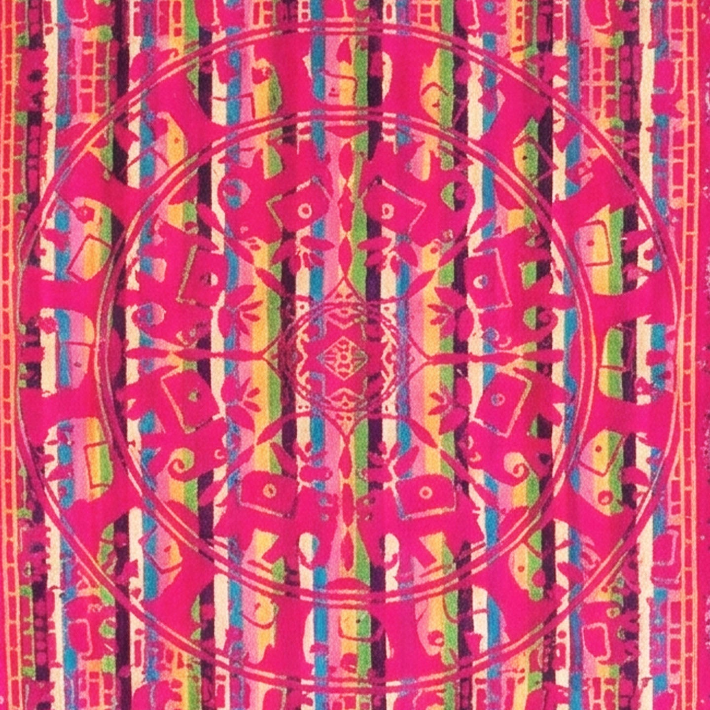 インテリアタオル ラウンドエレファント ピンク 100×180cm